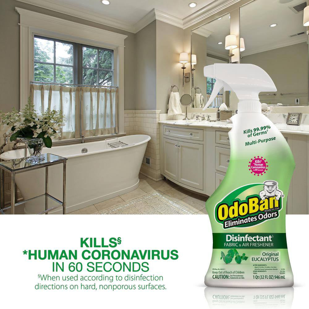 32 Oz. Eucalyptus Multi-Purpose Disinfectant Spray, Odor Eliminator, Sanitizer, Fabric Freshener, Mold Control (6-Pack)