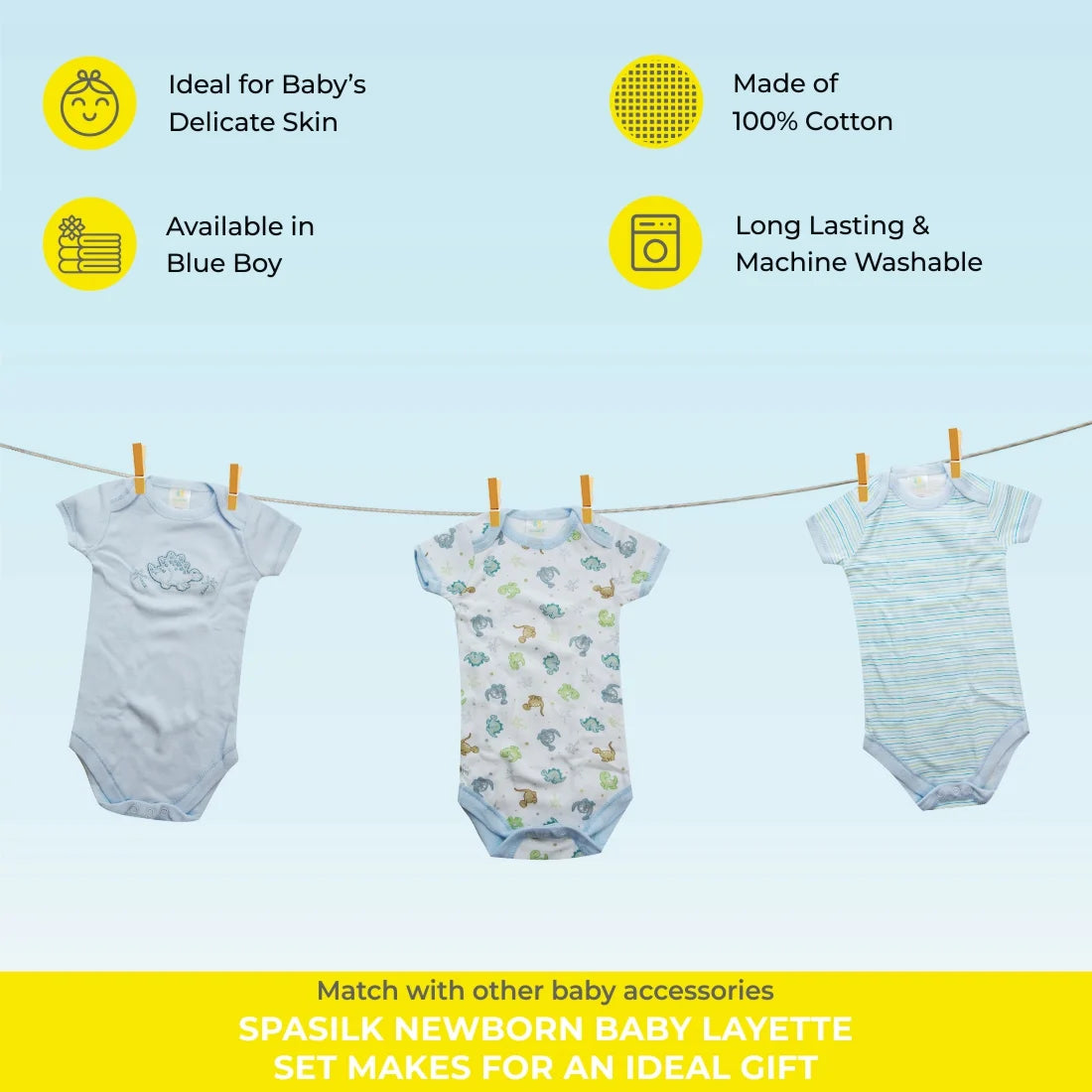 Baby Basics Clothing Set Gift Baskets and Showers, Blue Dinosaurs, Newborn, 23-Piece