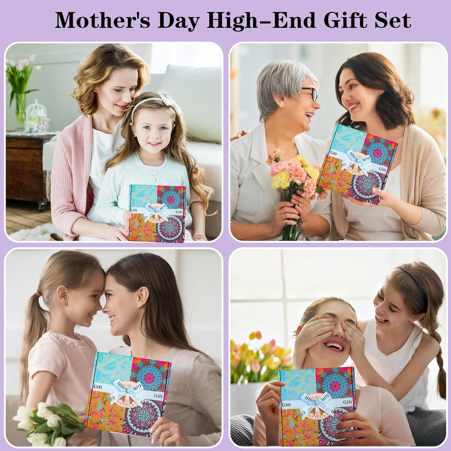 Scented Candles Gift Set, 4 Pack Aromatherapy Candles, Stress Relief Gifts for Women, up to 120H Burning, Candles for Home Scented, Ideal for Birthday, Diwali, Christmas Gifts
