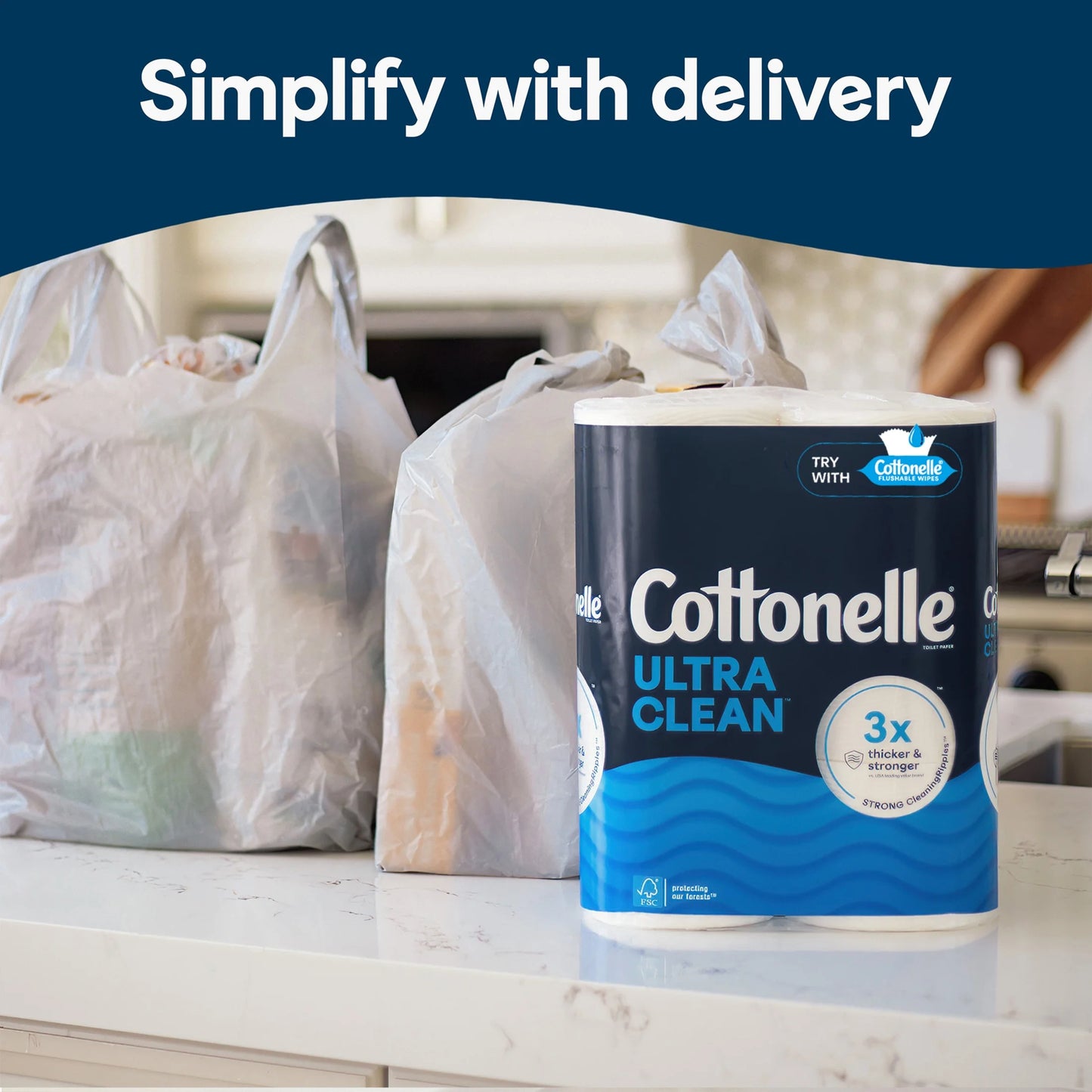 (3 Pack) Ultra Clean Toilet Paper, Strong Toilet Tissue, 36 Mega Rolls