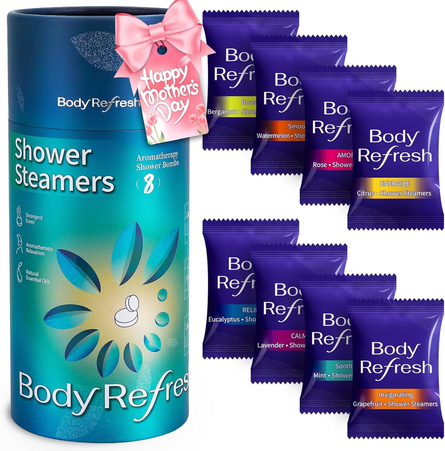 Shower Steamers for Men - 8 Pack Shower Bombs with Essential Oils, Self Care Birthday Gifts for Men, Dad, Mothers Day Gifts, Graduation Gifts for Him
