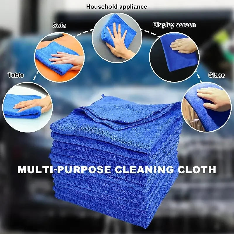 201PCS Microfiber Towels Car Wash Drying Cloth Blue Car Care Detailing Cleaning Polishing Duster Home Kitchen Washing Rags