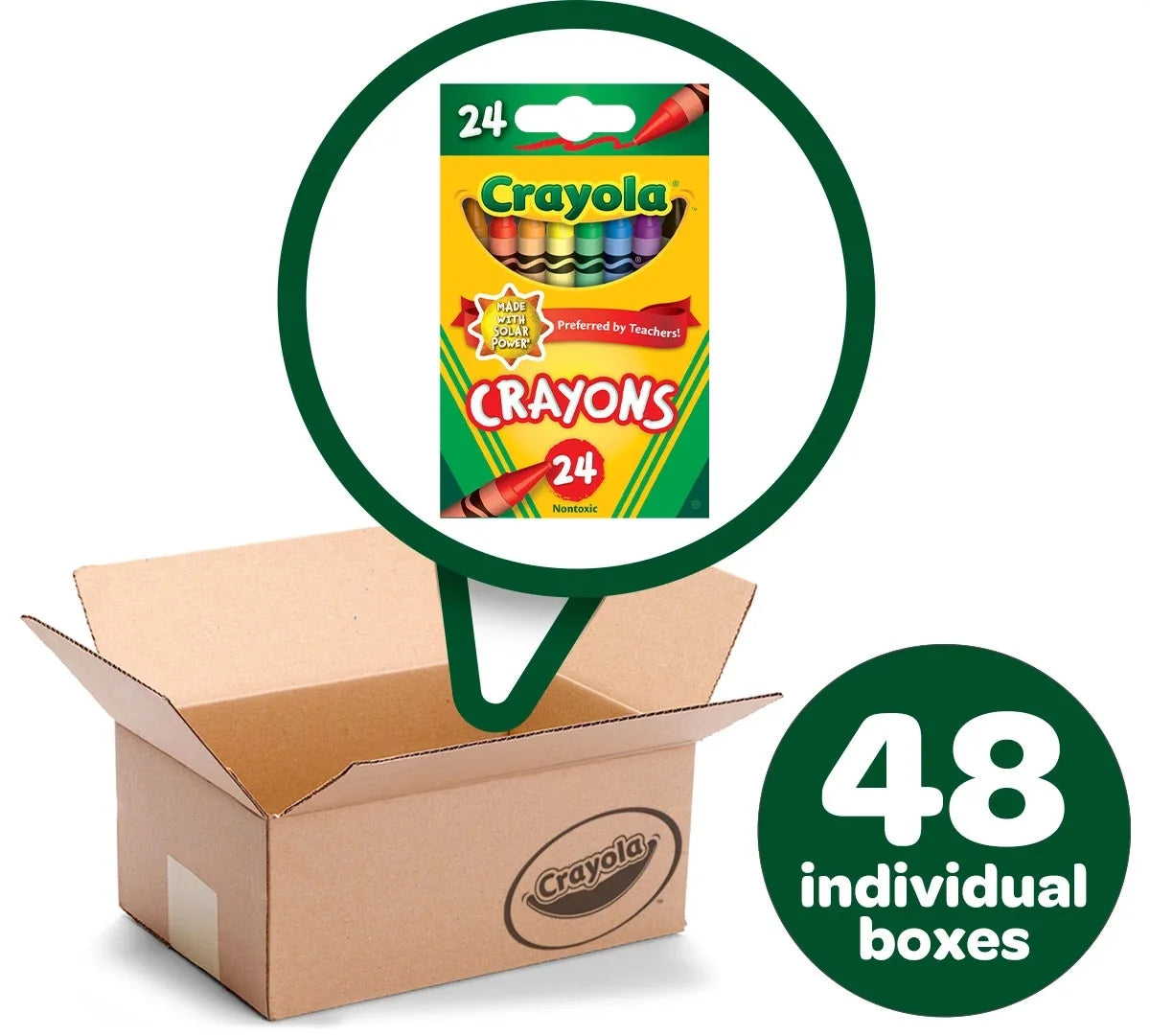 24Ct Crayons, Assorted Colors,(Case Contains 48 Boxes), Bulk School Supplies