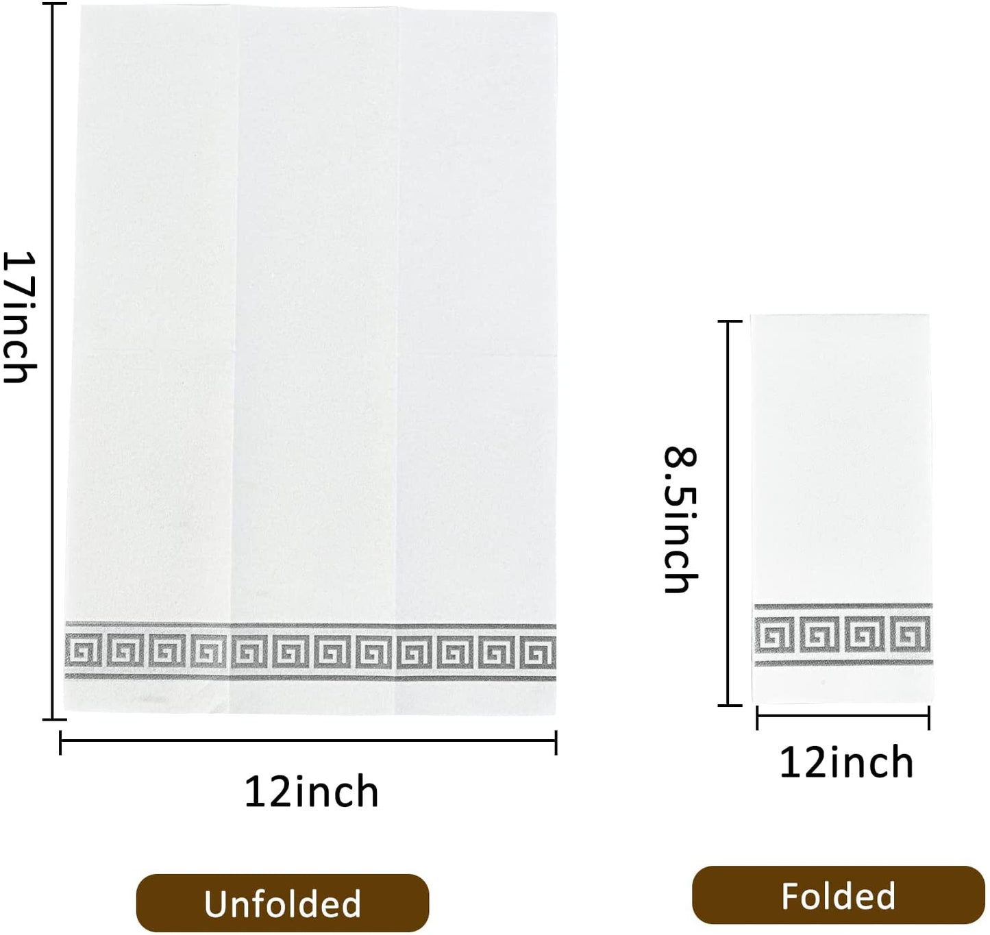 100 Packs Paper Hand Towels for Bathroom, Linen like Guest Towels Disposable,Disposable Hand Towels for Kitchen, Wedding Guest Towels, Party Napkins, Dinner Napkins.(Silver)