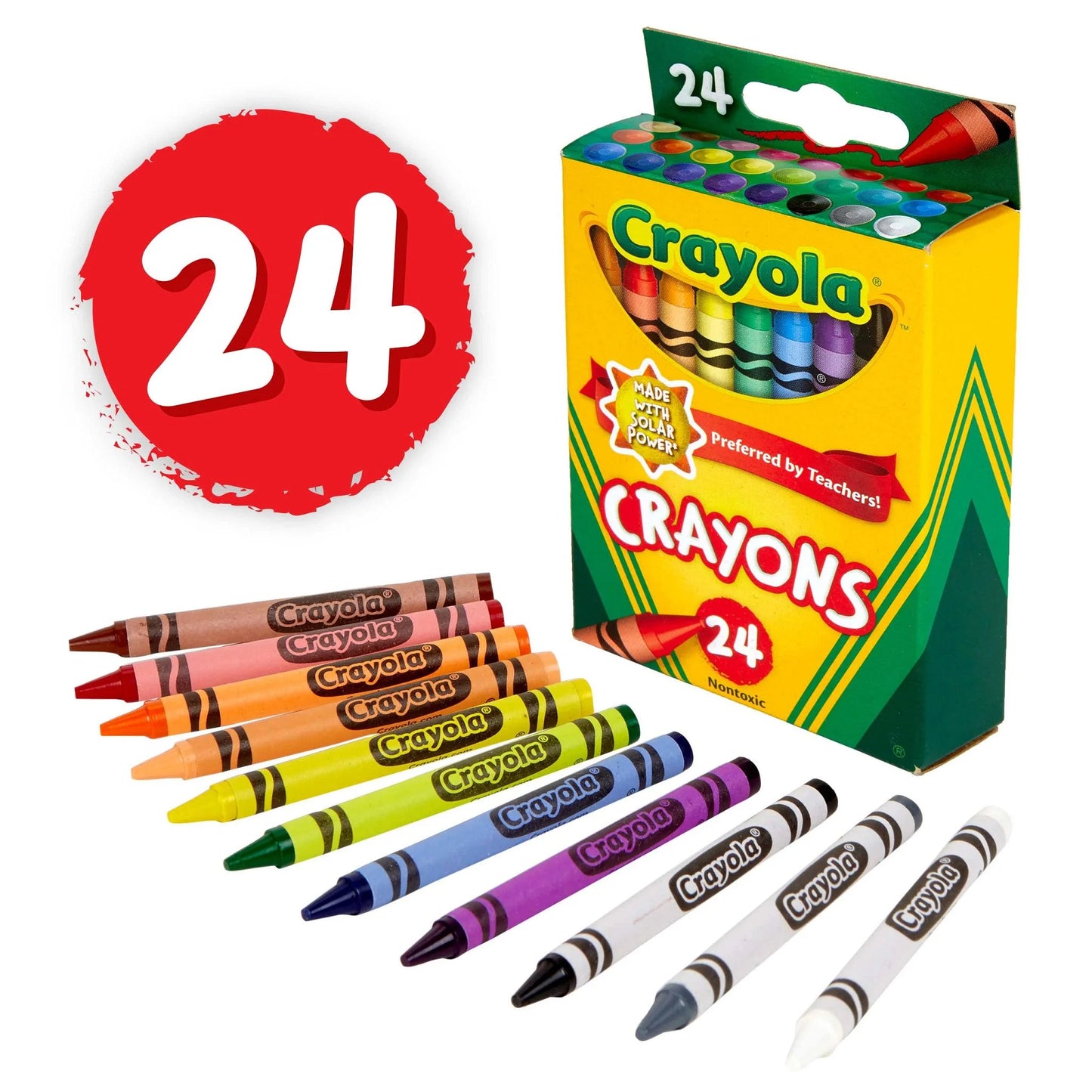 24Ct Crayons, Assorted Colors,(Case Contains 48 Boxes), Bulk School Supplies