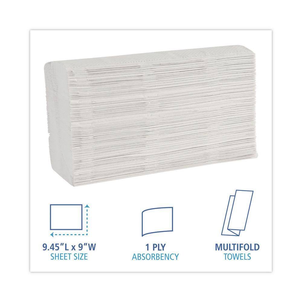 9 In. X 9-9/20 In. White Multi-Fold Paper Towel Cleaning Wipes (250 Towels/Pack, 16-Packs/Carton)