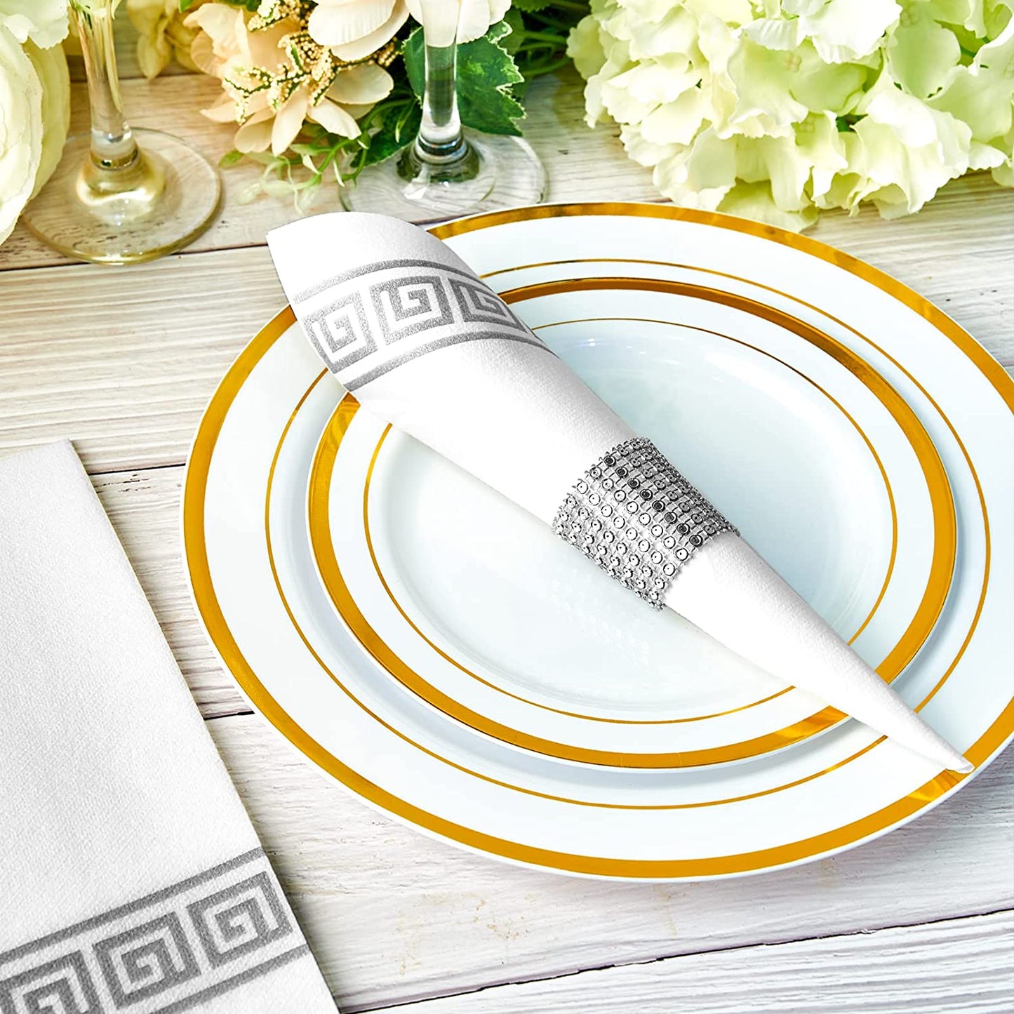 100 Packs Paper Hand Towels for Bathroom, Linen like Guest Towels Disposable,Disposable Hand Towels for Kitchen, Wedding Guest Towels, Party Napkins, Dinner Napkins.(Silver)