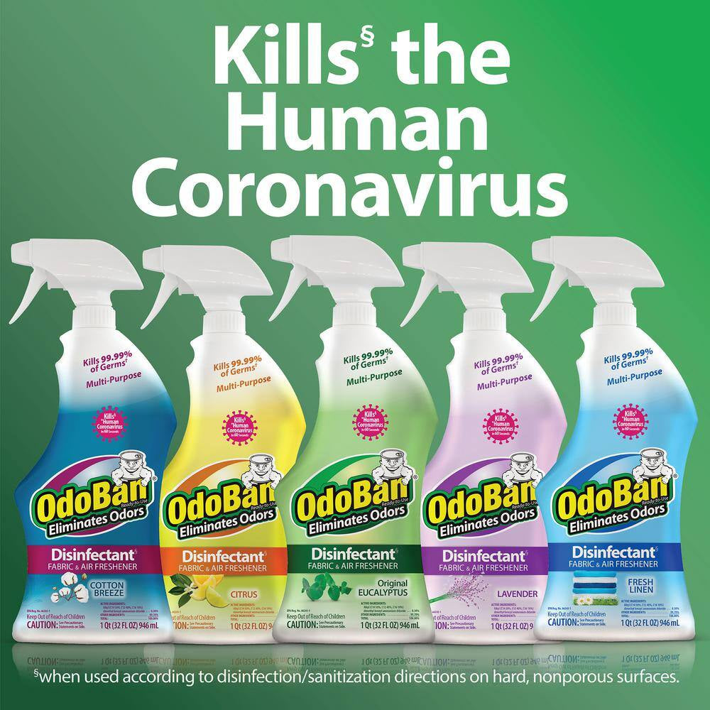 32 Oz. Eucalyptus Multi-Purpose Disinfectant Spray, Odor Eliminator, Sanitizer, Fabric Freshener, Mold Control (6-Pack)