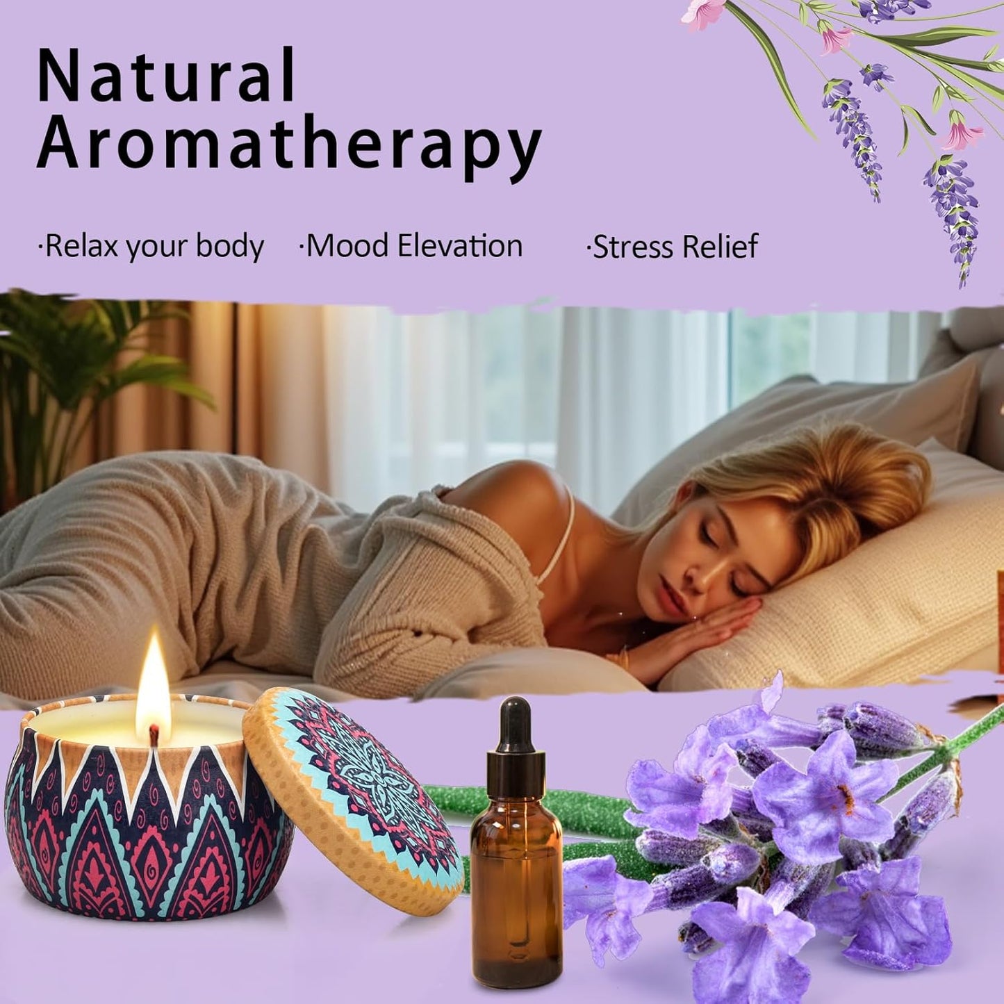 Scented Candles Gift Set, 4 Pack Aromatherapy Candles, Stress Relief Gifts for Women, up to 120H Burning, Candles for Home Scented, Ideal for Birthday, Diwali, Christmas Gifts