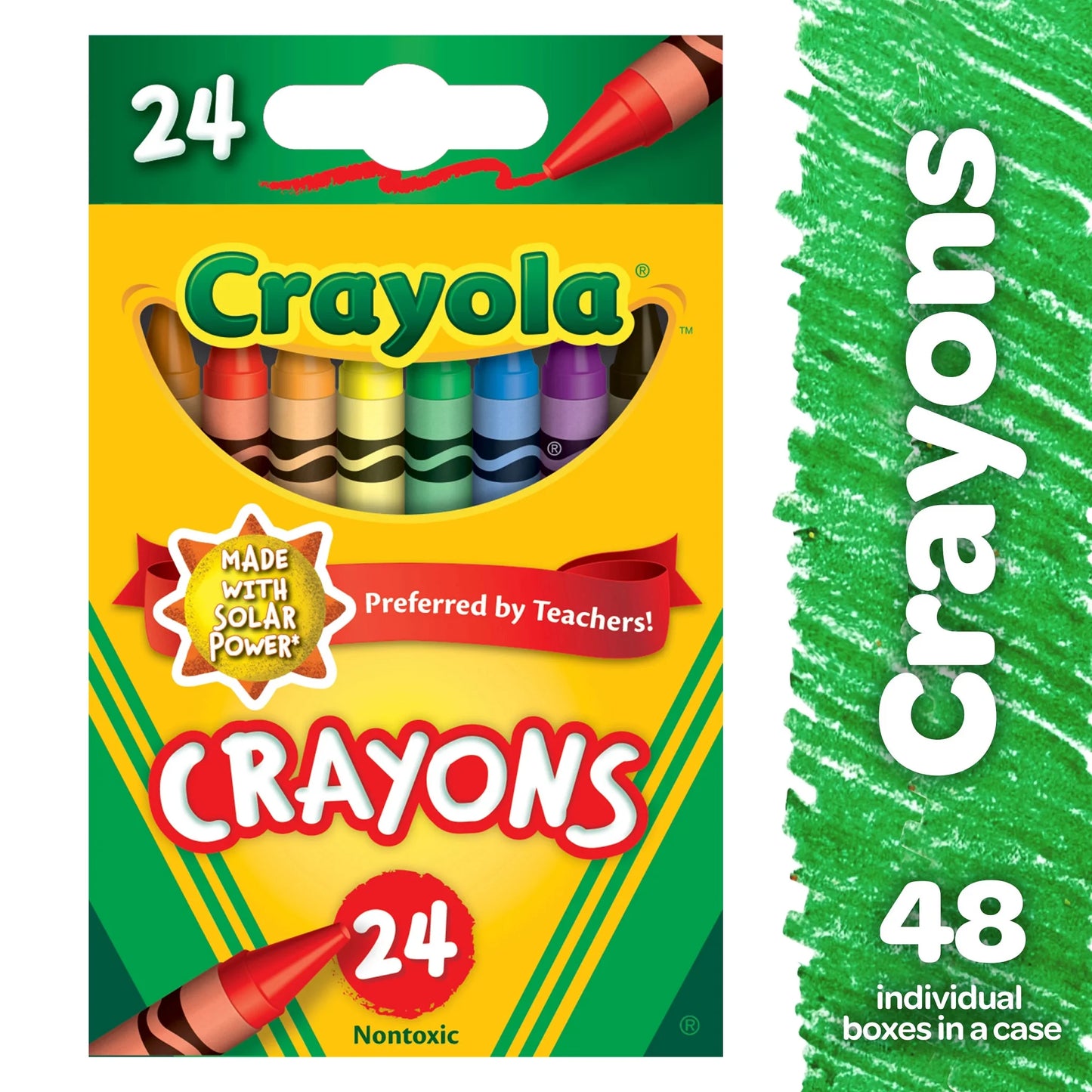 24Ct Crayons, Assorted Colors,(Case Contains 48 Boxes), Bulk School Supplies