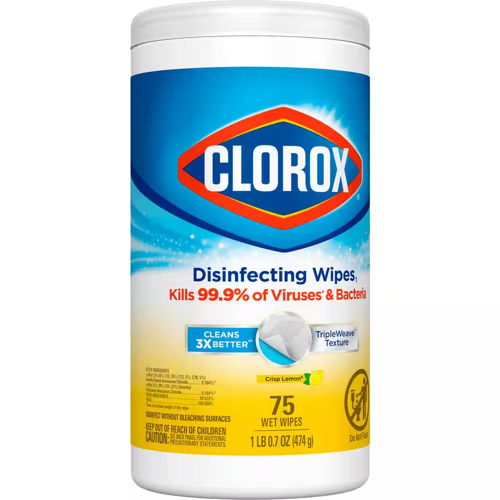75-Count Crisp Lemon Scent Bleach Free Disinfecting Wipes (6-Pack)