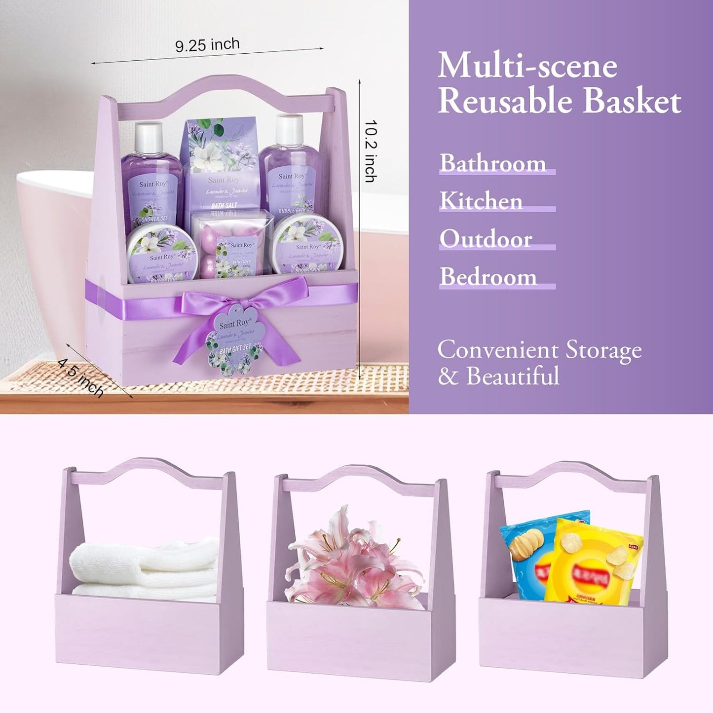 Mother'S Day Gift for Mom Spa Kit Gifts for Her Spa Gift Baskets for Women - 13Pcs Lavender Jasmine Luxury Spa Gift Set,Pamper Birthday Gifts for Women, Mother Day Gifts, Gift Set Bath Spa Basket