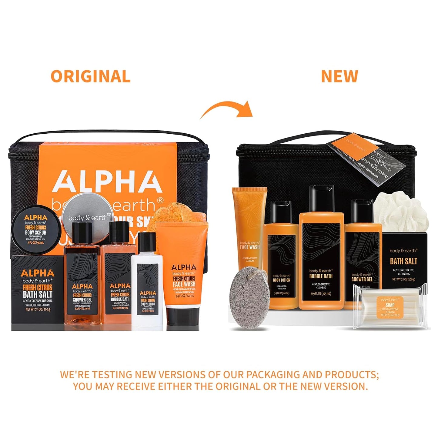 Gift Baskets for Men - Bath Spa Gift Set, Body and Earth Citrus Scented Mens Bath Set with Body Lotion, Face Wash, Shower Gel, Bubble Bath, Loofa & More, Father'S Day Gifts