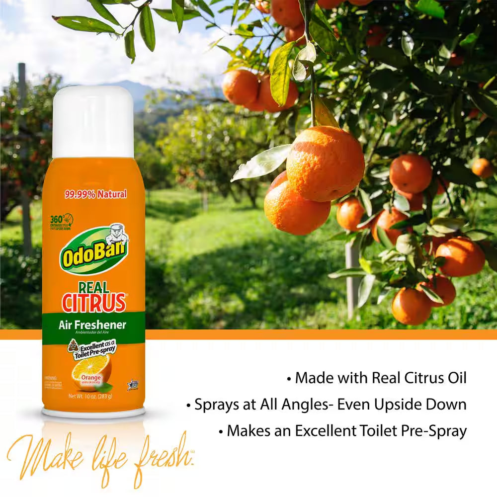 10 Oz. Orange Real Citrus Air Freshener Spray, Citrus Oil Natural Air Freshener, Room Deodorizer & Toilet Spray (6 Pack)