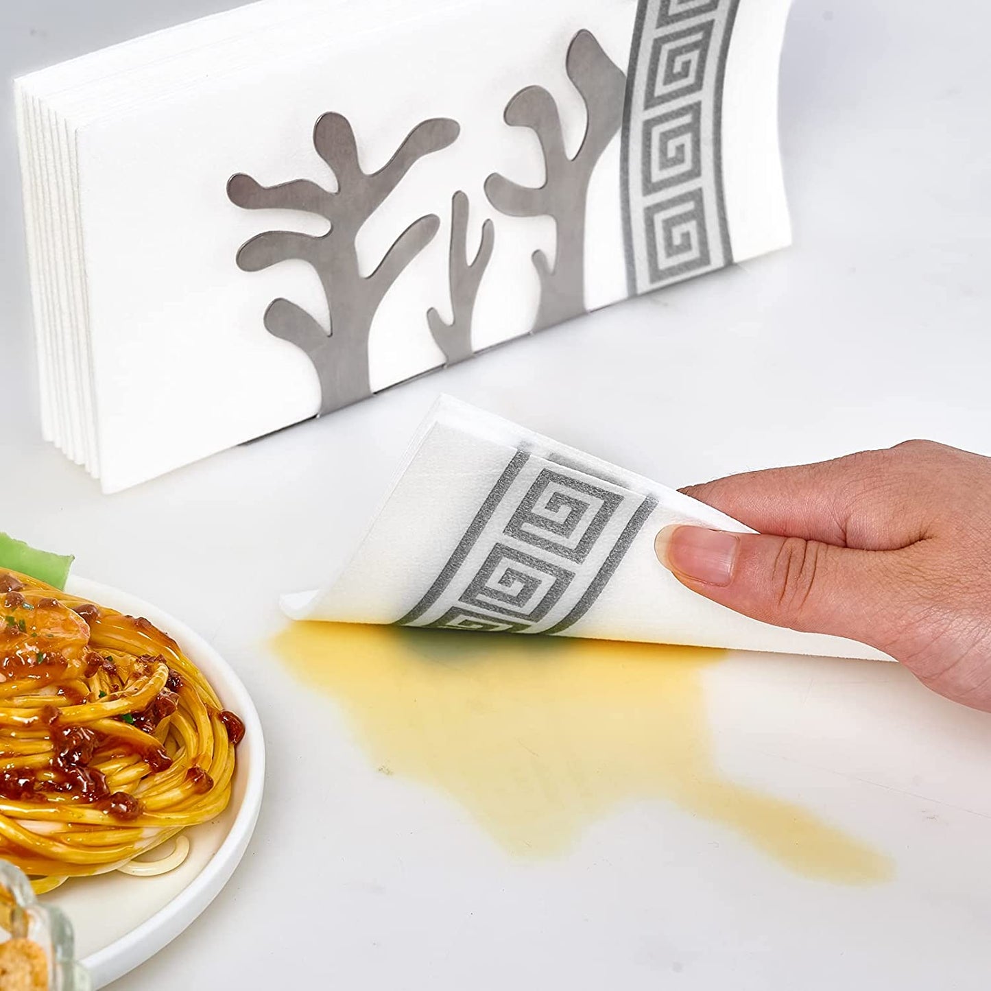 100 Packs Paper Hand Towels for Bathroom, Linen like Guest Towels Disposable,Disposable Hand Towels for Kitchen, Wedding Guest Towels, Party Napkins, Dinner Napkins.(Silver)