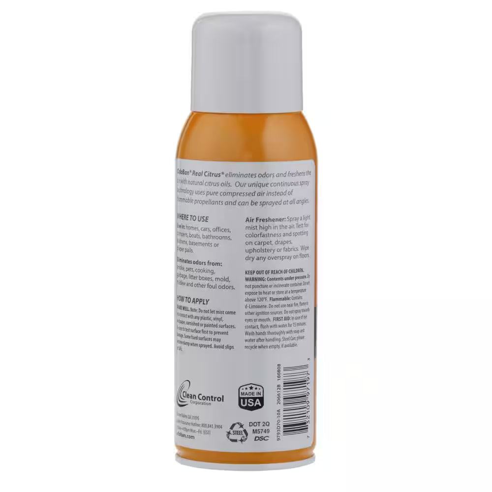 10 Oz. Orange Real Citrus Air Freshener Spray, Citrus Oil Natural Air Freshener, Room Deodorizer & Toilet Spray (6 Pack)