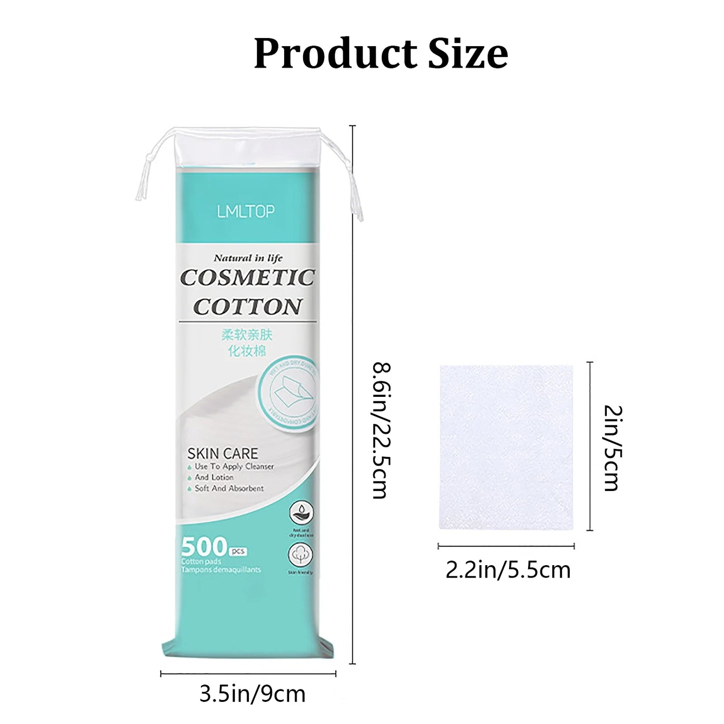 500Pcs Premium Cotton Rounds Disposable Cosmetic Pads Thick Makeup Remover Pads