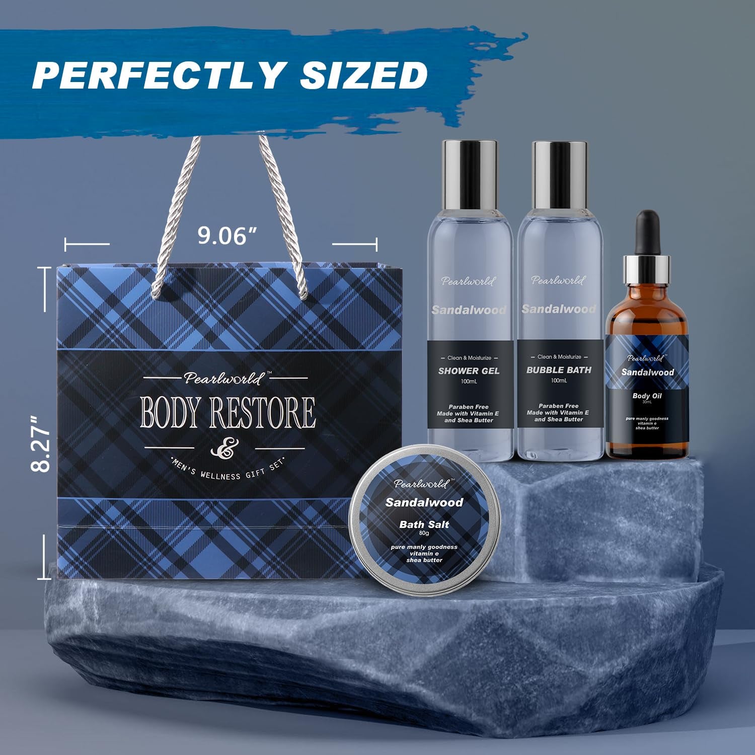 Bath Set with Ocean Scented Spa Gifts for Men, Christmas Birthday Self Skin Care Set for Men, Spa Gift Baskets for Him, 12Pcs Men'S Spa Kit Gifts for Bath Spa