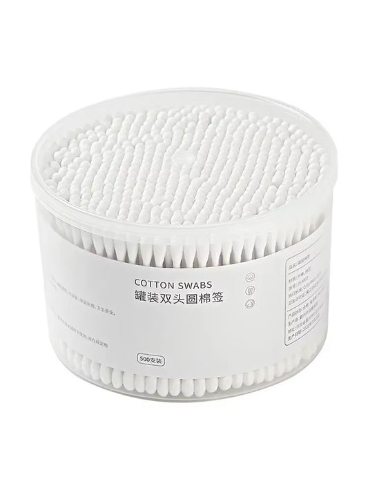 500PCS Disposable Cotton Swab Box with Double End round Head for Makeup and Makeup Removal Daily Cleaning Pet Care Multi-Purpose