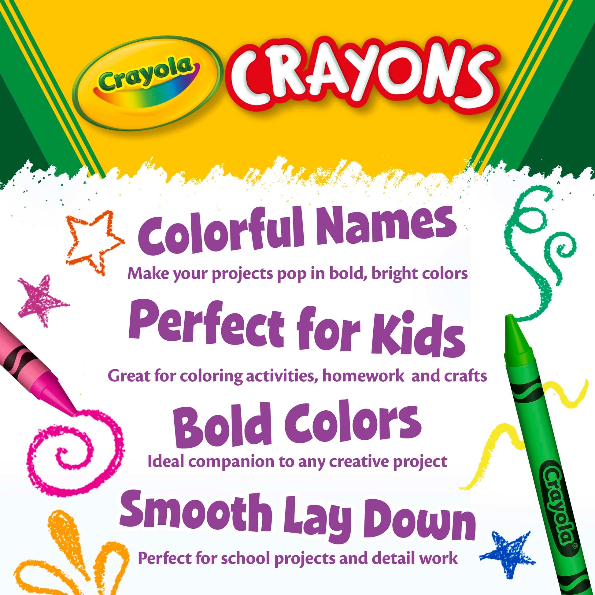 24Ct Crayons, Assorted Colors,(Case Contains 48 Boxes), Bulk School Supplies