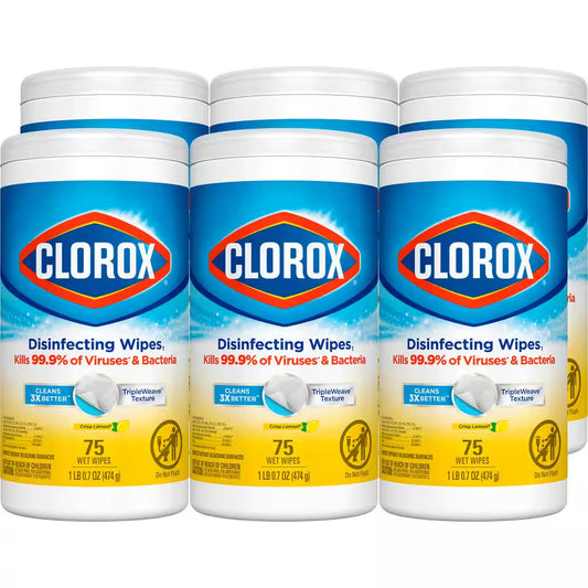 75-Count Crisp Lemon Scent Bleach Free Disinfecting Wipes (6-Pack)