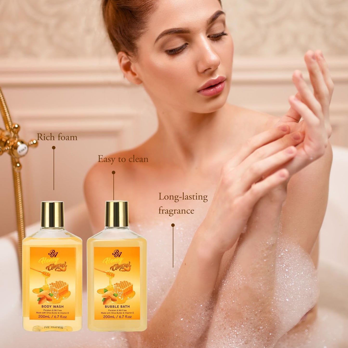 Spa Gift Set for Women, 13Pcs Spa Basket Set, Honey Almond Scented, Includes Body Wash, Bubble Bath, Bath Soak, Manicure Set, Gifts for Mom, Birthday Gifts for Women, Home Spa Kit Gift for Her