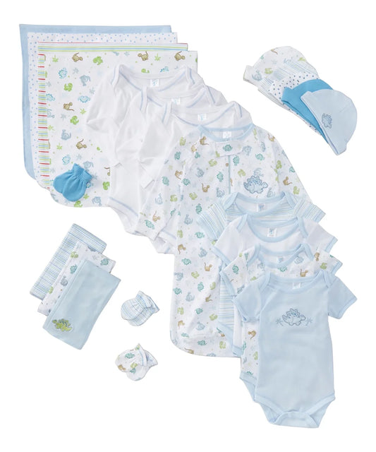 Baby Basics Clothing Set Gift Baskets and Showers, Blue Dinosaurs, Newborn, 23-Piece