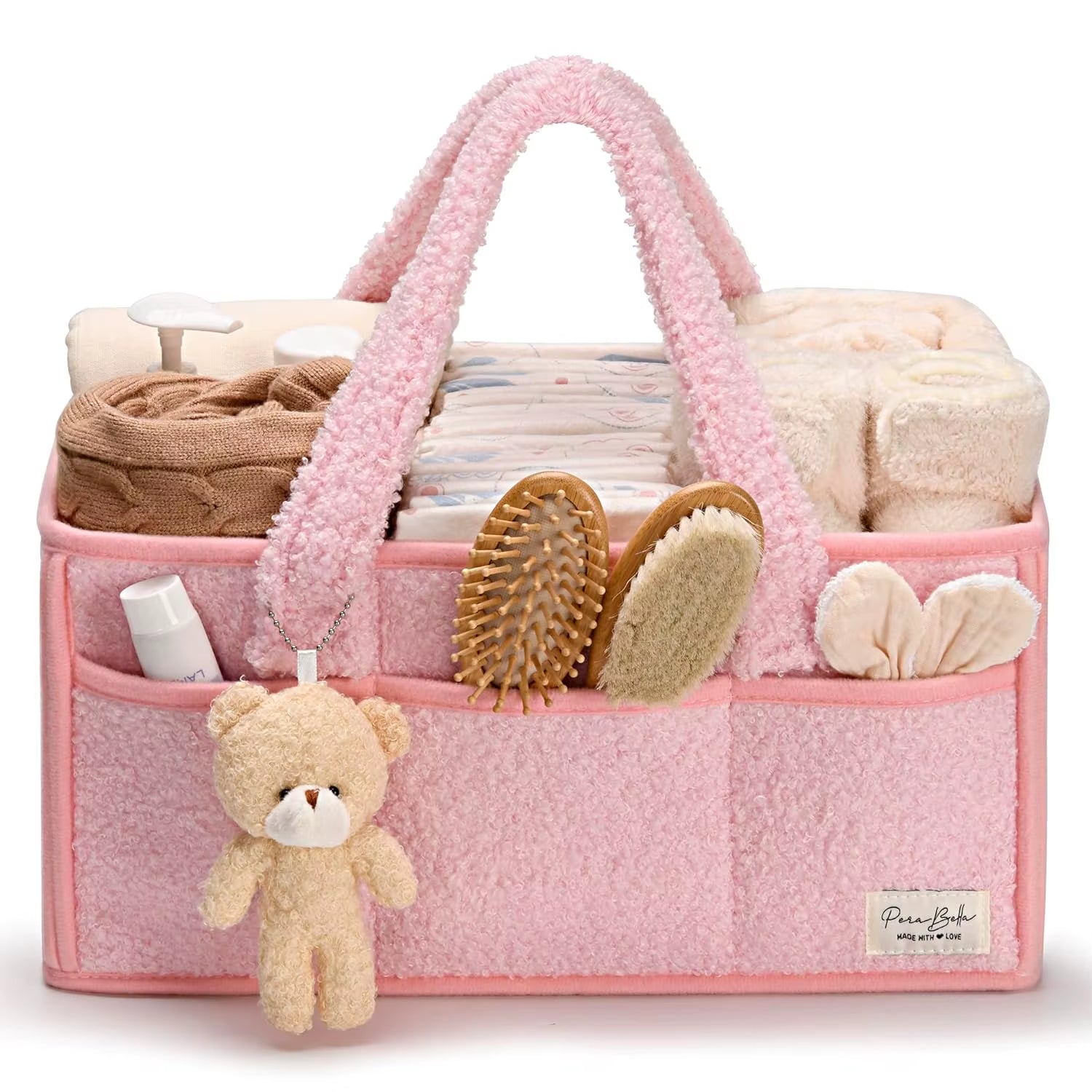 Baby Diaper Caddy Organizer for Changing Table, Baby Storage Basket for Diapers and Baby Wipes, Gift for Baby Shower