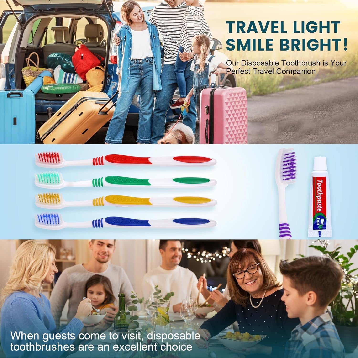 100 PCS Disposable Toothbrush with Toothpaste Bulk, Travel Toothpaste, Bulk Toothpaste, Individually Wrapped Bulk Toothbrush, Ergonomics Handle, Soft Bristle, Perfect for Travel, Hotel,Donation
