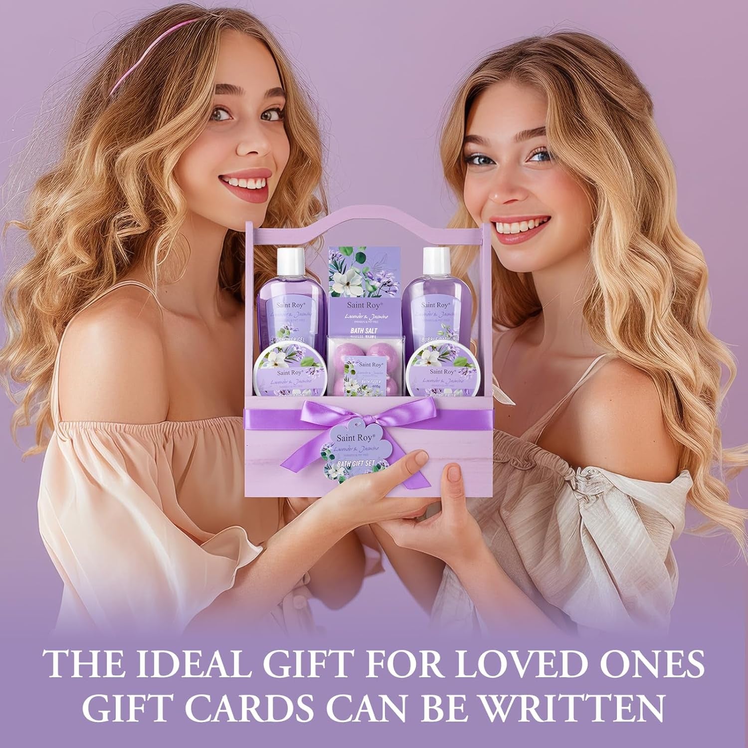 Mother'S Day Gift for Mom Spa Kit Gifts for Her Spa Gift Baskets for Women - 13Pcs Lavender Jasmine Luxury Spa Gift Set,Pamper Birthday Gifts for Women, Mother Day Gifts, Gift Set Bath Spa Basket