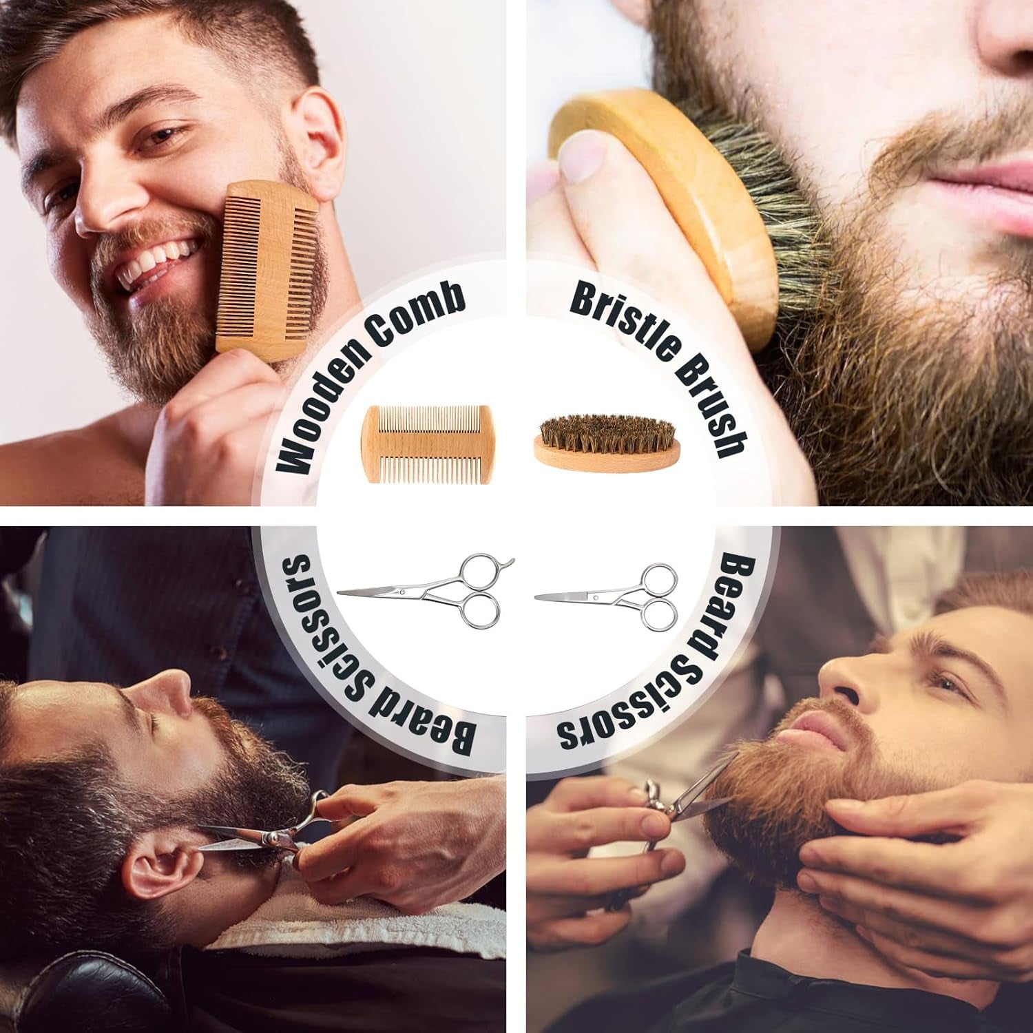 Beard Care Gifts Kit for Men, Beard Mustache Grooming Kit-Beard Balm, Beard Wash, Beard Oil, Brush, Scissors, Birthday Anniversary Daily Gifts for Husband/Boyfriend/Dad/Him