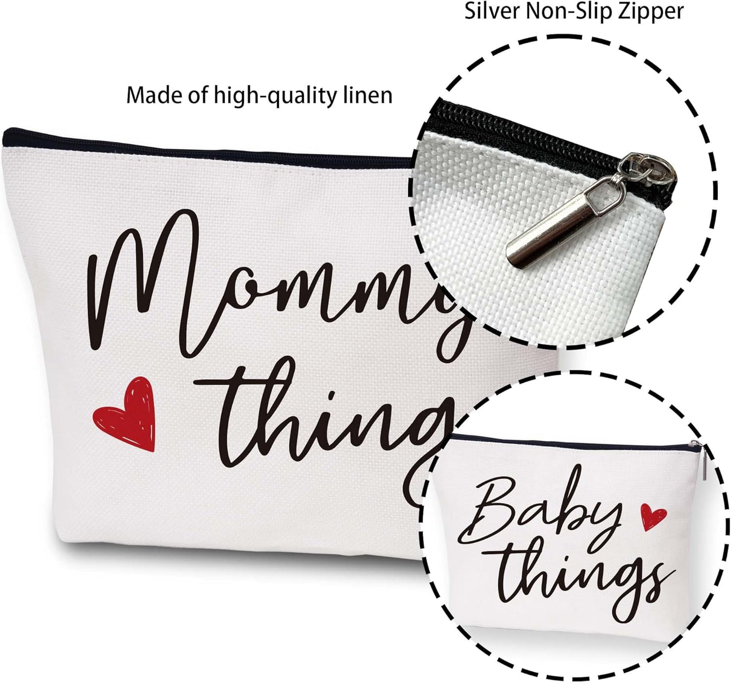 Best Expecting Mom Gifts,Mommy and Baby Canvas Pouch Set,New Mother Keepsake for New Mothers and Expecting Moms,Modern Neutral Cosmetic and Accessory Bags,Matching Travel Cases,Set of 2