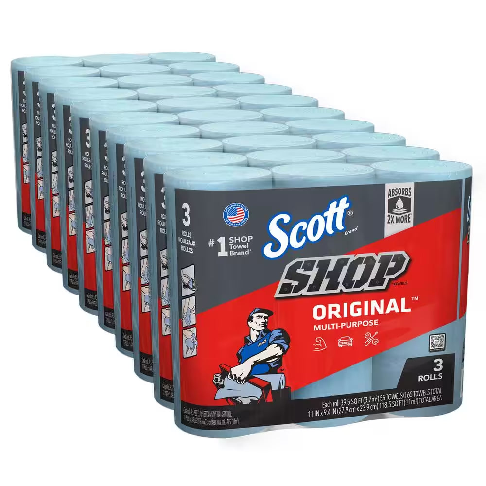 Blue 1-Ply 9X11 Shop Towel Cleaning Wipes (3-Pack Bundle of 10)