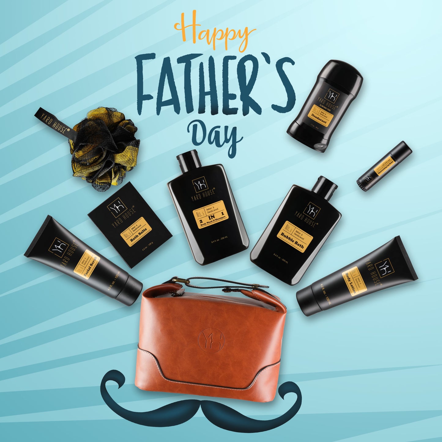 Deluxe Bath and Body Spa Gift Set for Men - Sandalwood & Amber