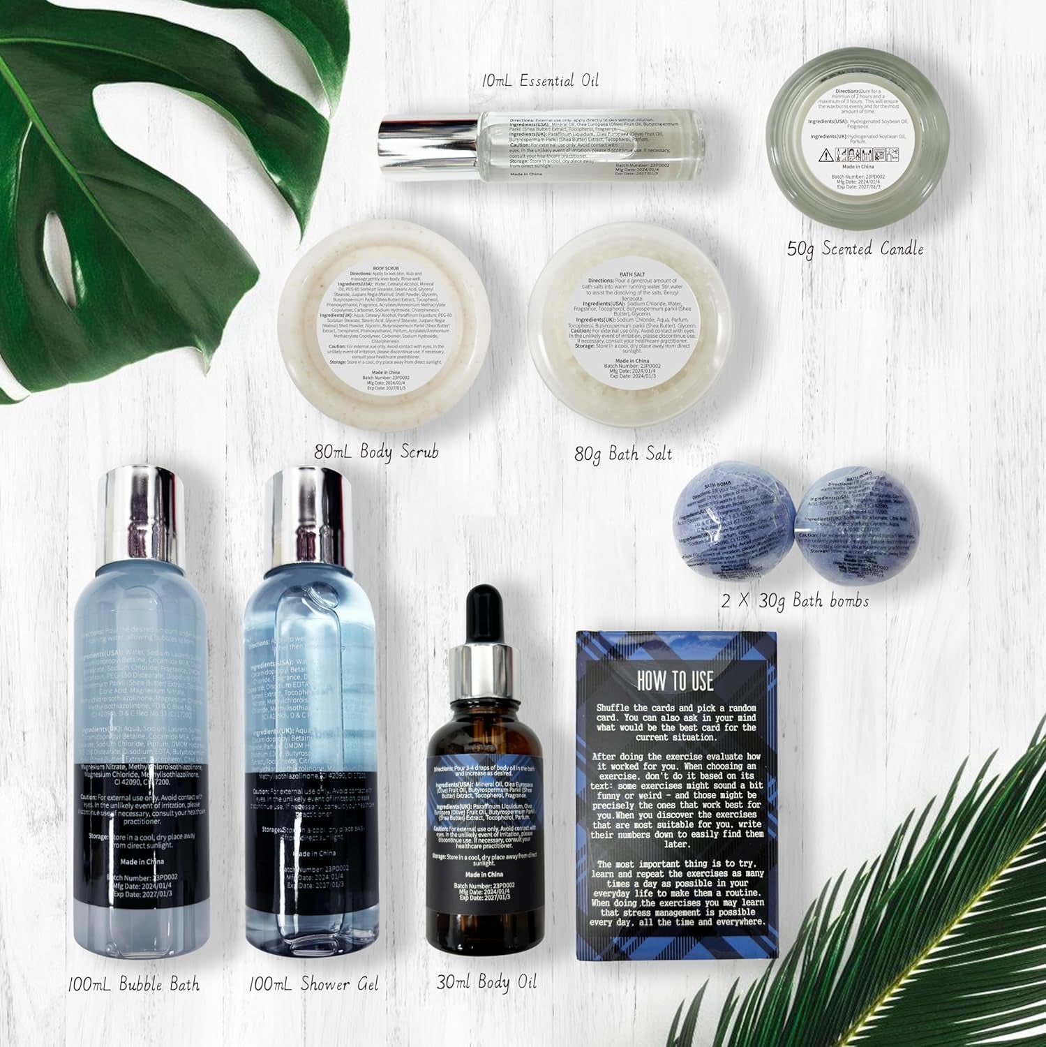 Bath Set with Ocean Scented Spa Gifts for Men, Christmas Birthday Self Skin Care Set for Men, Spa Gift Baskets for Him, 12Pcs Men'S Spa Kit Gifts for Bath Spa
