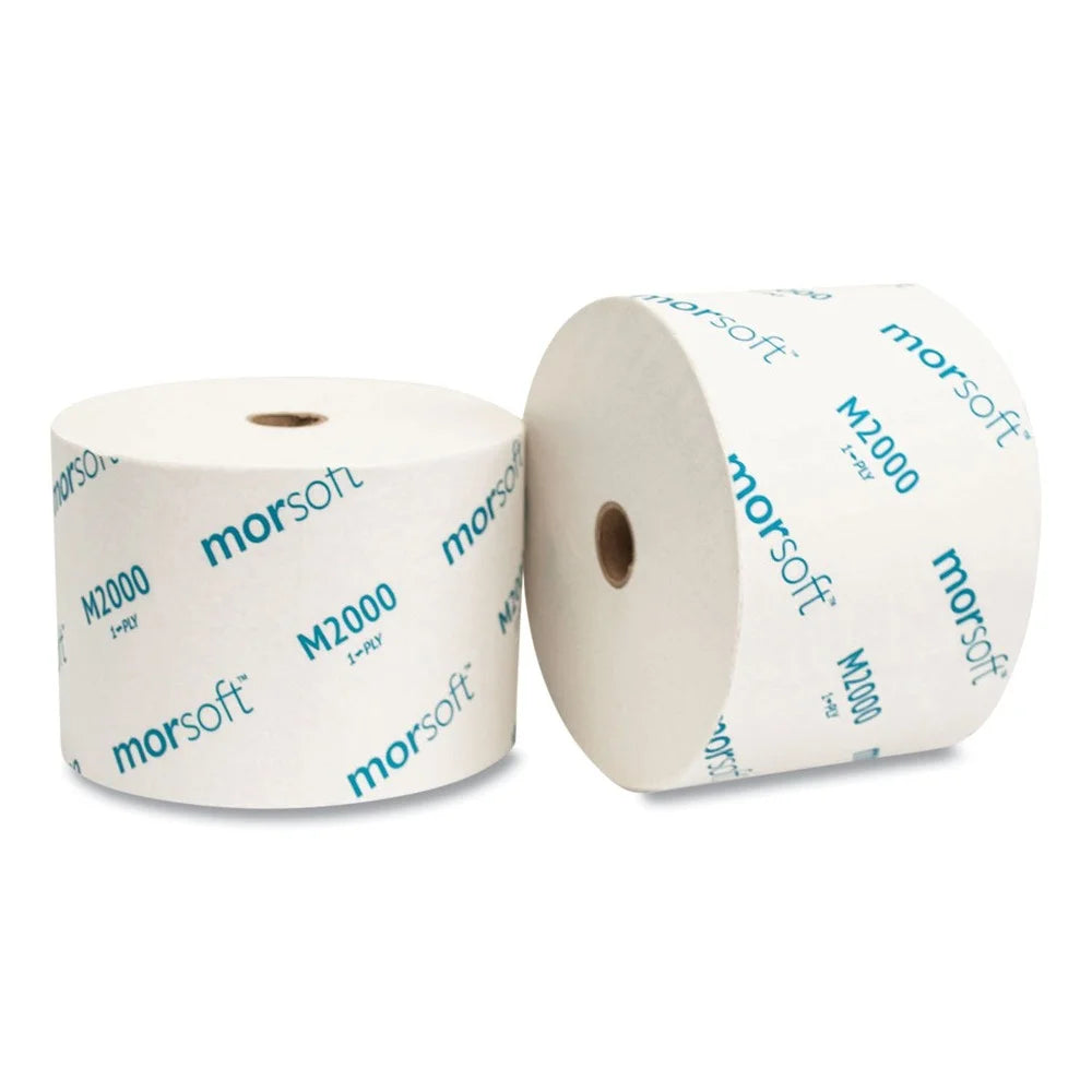 Tissue Small Core Toilet Paper, Septic Safe, 1-Ply, White, 3.9" X 4", 2000 Sheets/Roll, 24 Rolls/Carton -MORM2000