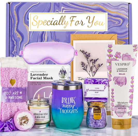 Birthday & Get Well Soon Care Packages & Gift Baskets for Her - Bath Relaxing Spa Set - Self Care Gifts for Women Who Have Everything